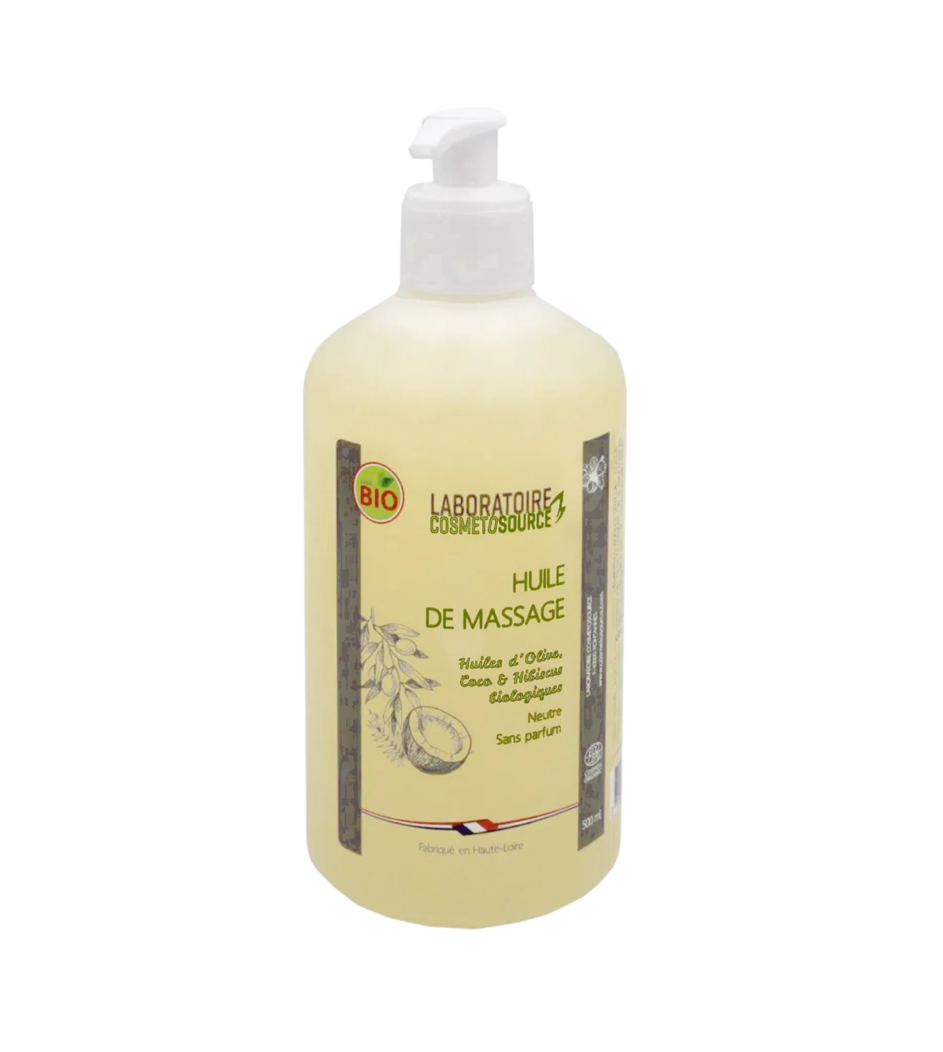 Huile massage neutre Cosmetosource 125ml/500ml - Cosmetosource