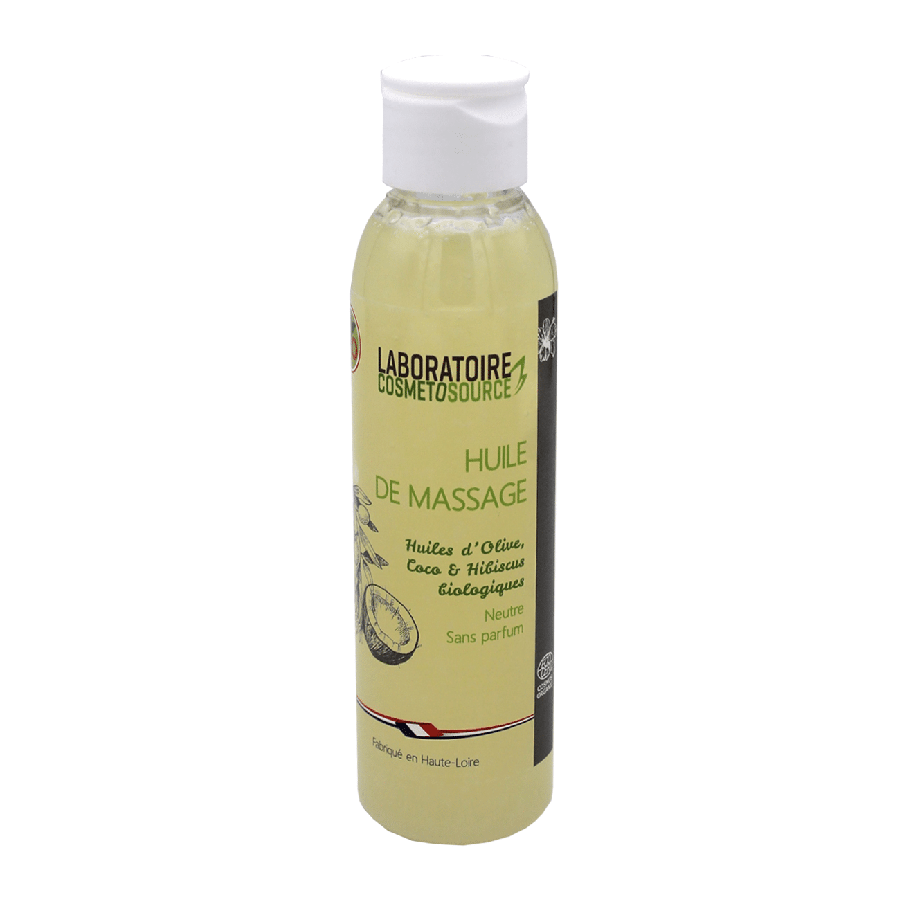 Huile de Massage Corps à l'huile de Coco 100% Végétale 500 ml